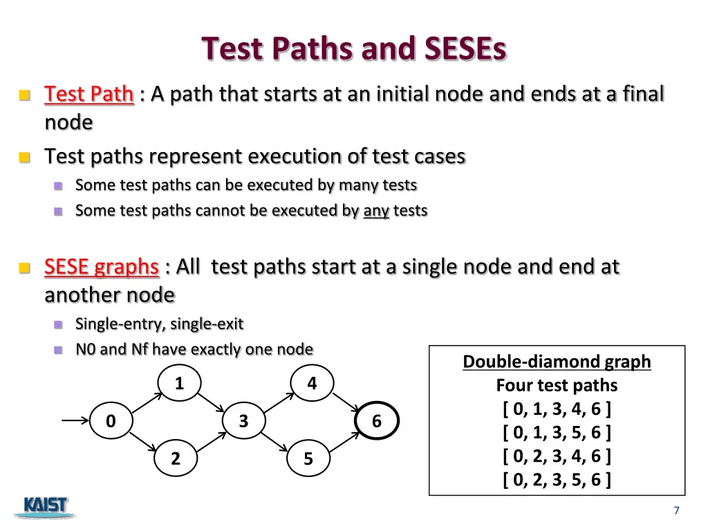 test paths and seses