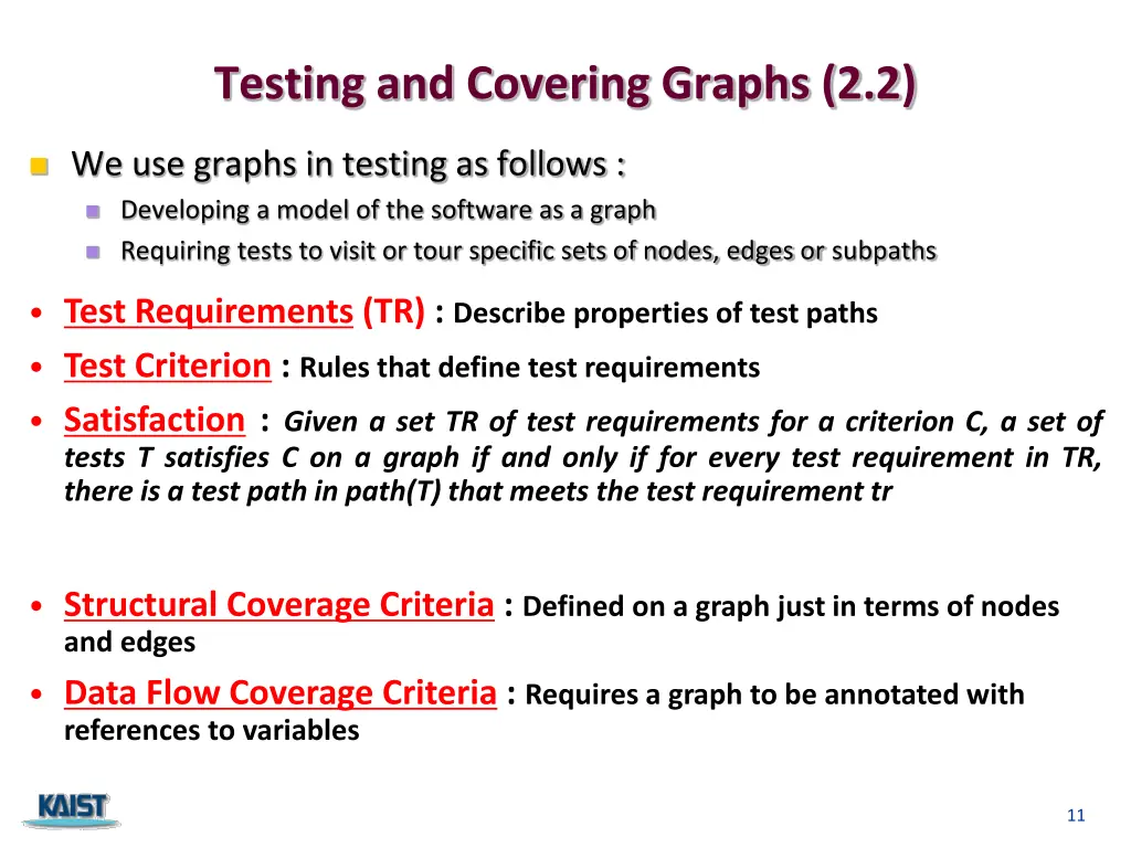 testing and covering graphs 2 2