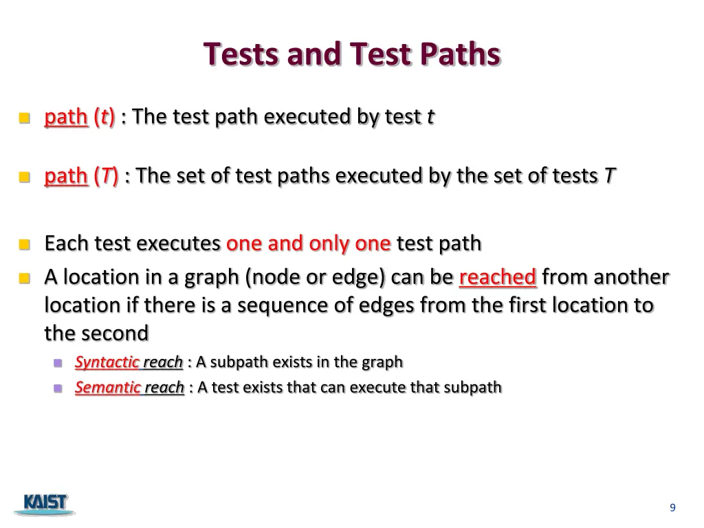 tests and test paths