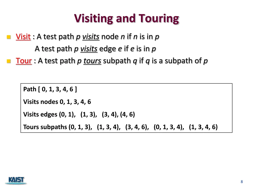 visiting and touring