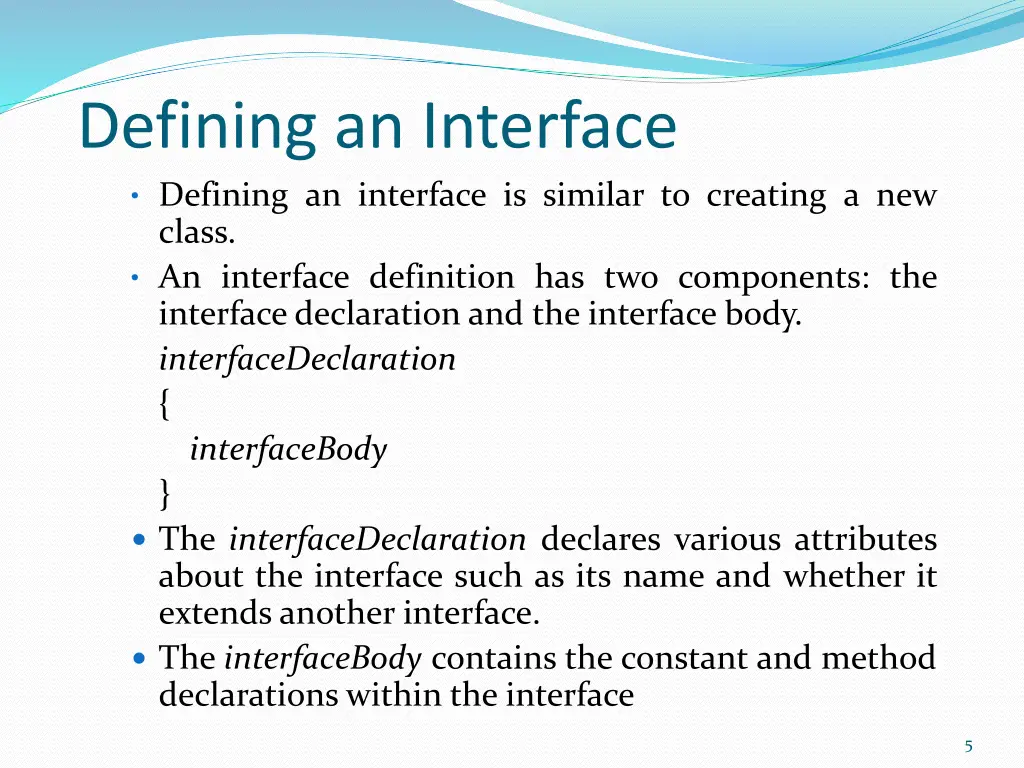 defining an interface
