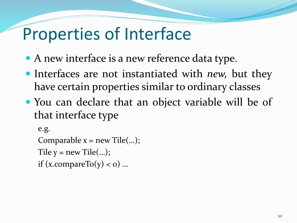 properties of interface