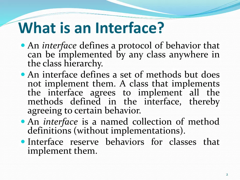 what is an interface an interface defines