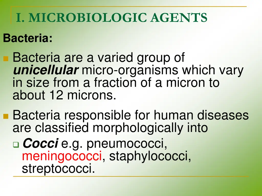 i microbiologic agents bacteria