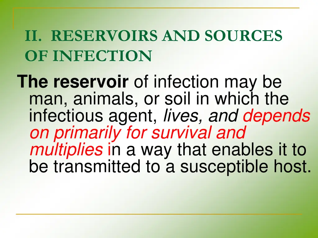 ii reservoirs and sources of infection
