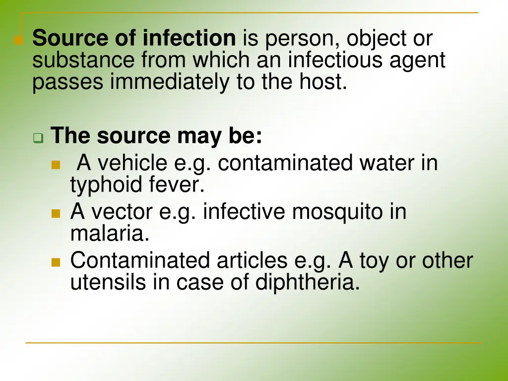 source of infection is person object or substance