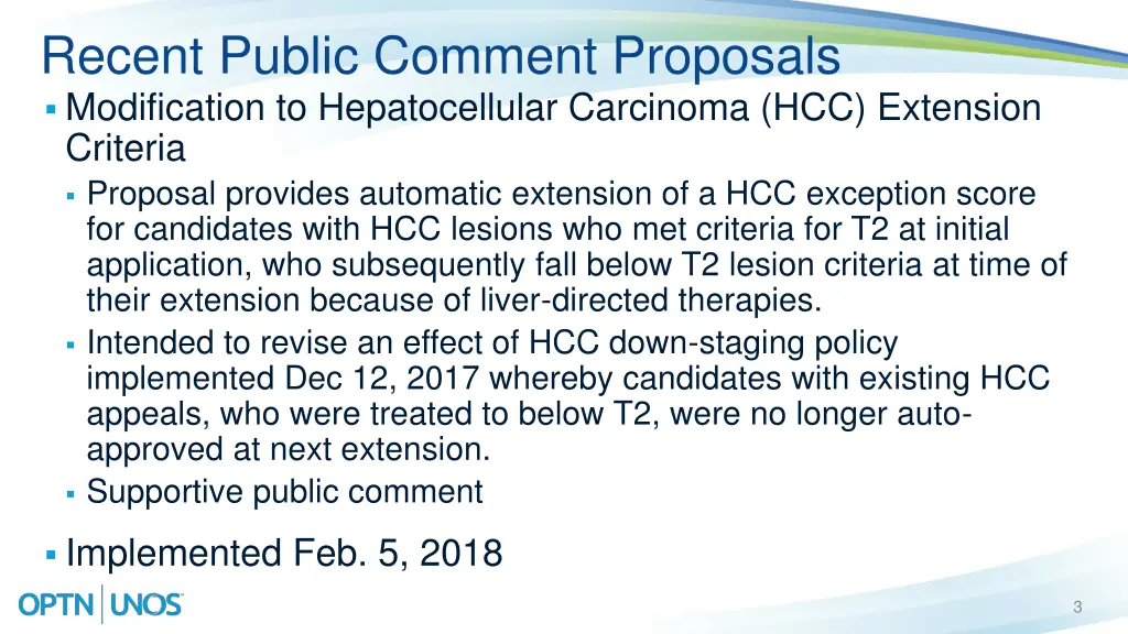 recent public comment proposals modification