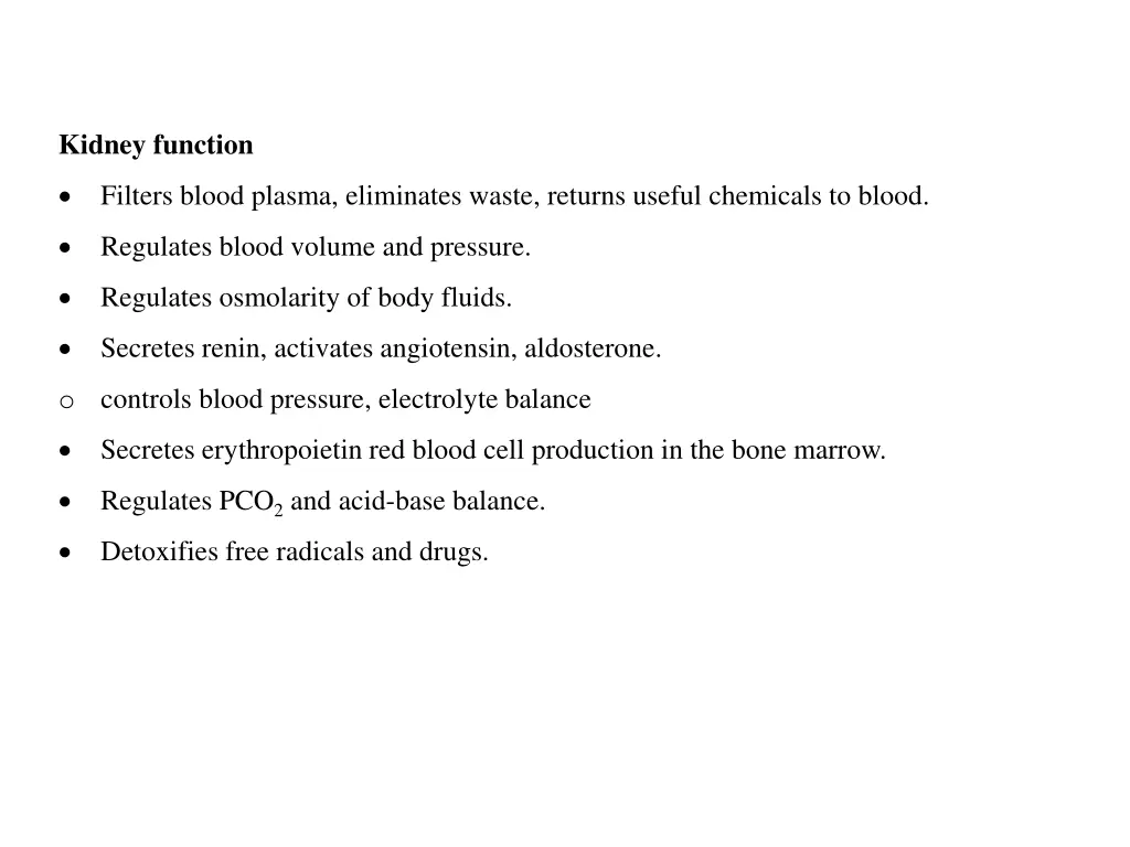kidney function