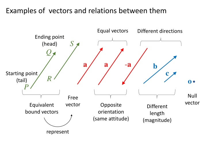 examples of vectors and relations between them