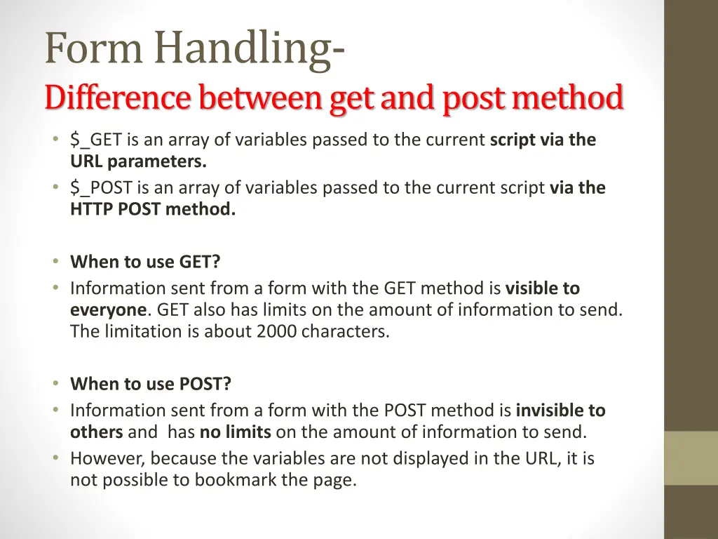 form handling difference between get and post