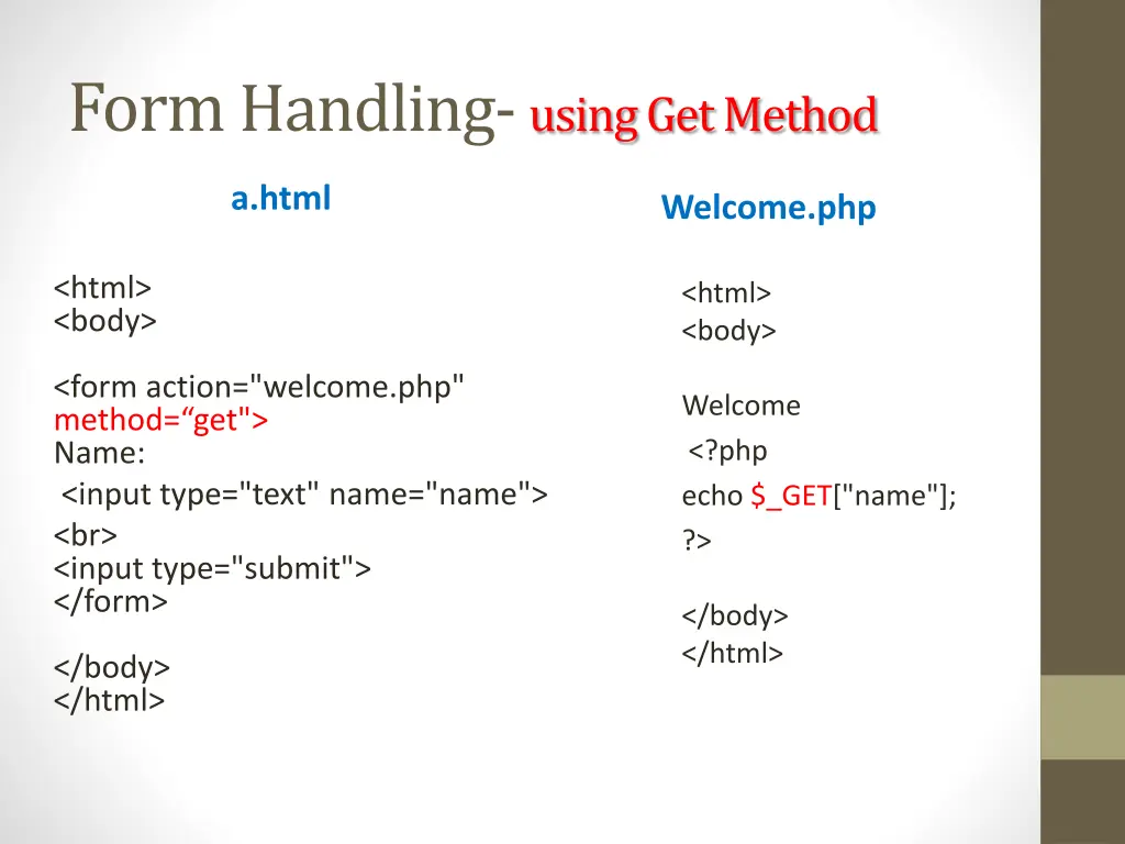 form handling using get method