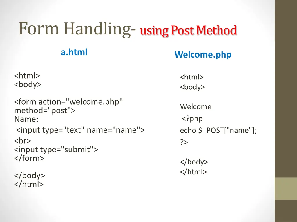 form handling using post method