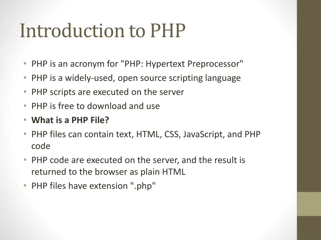 introduction to php