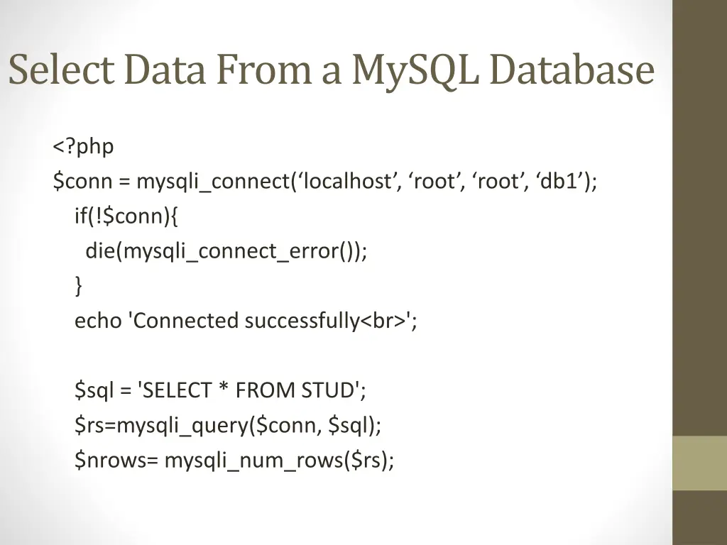 select data from a mysql database
