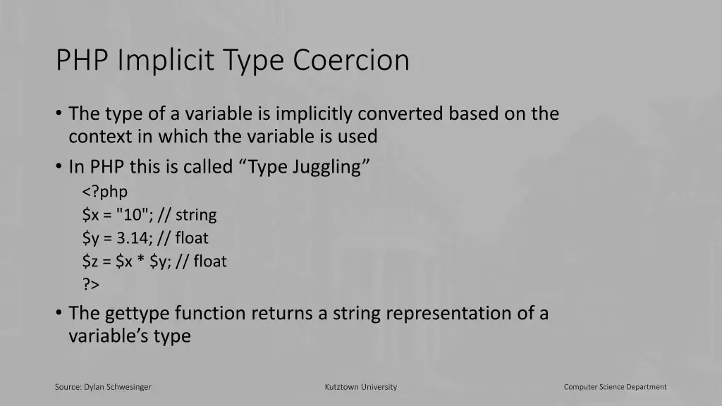 php implicit type coercion