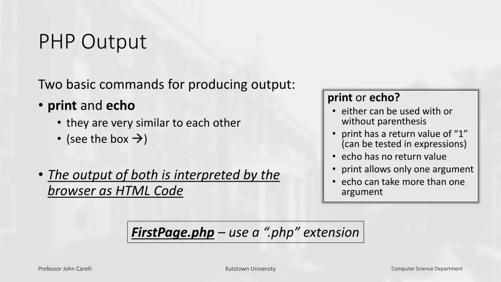 php output