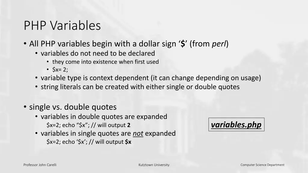 php variables