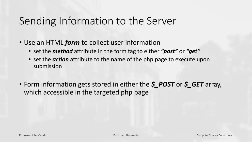 sending information to the server
