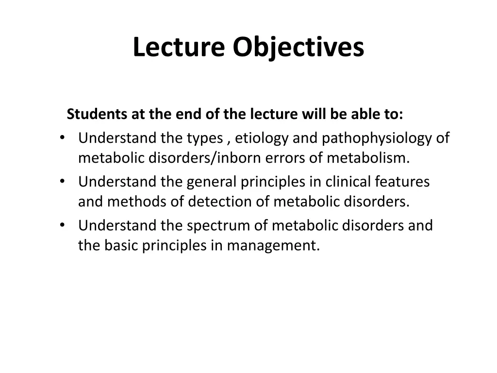 lecture objectives