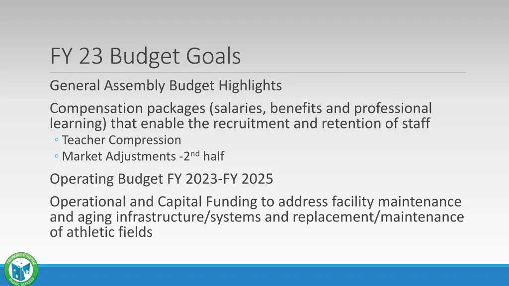 fy 23 budget goals