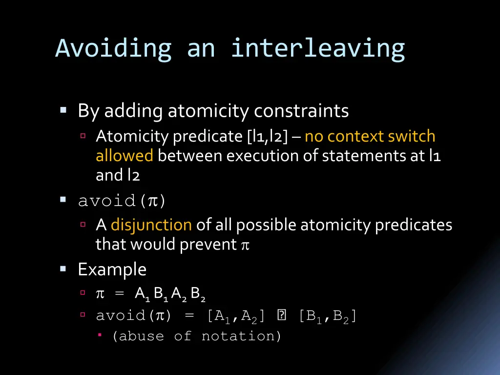 avoiding an interleaving