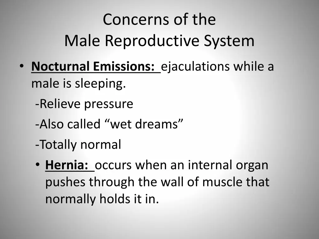 concerns of the male reproductive system