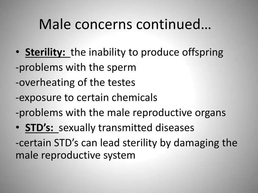 male concerns continued