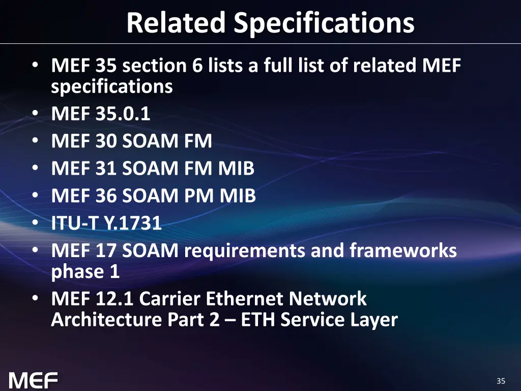 related specifications