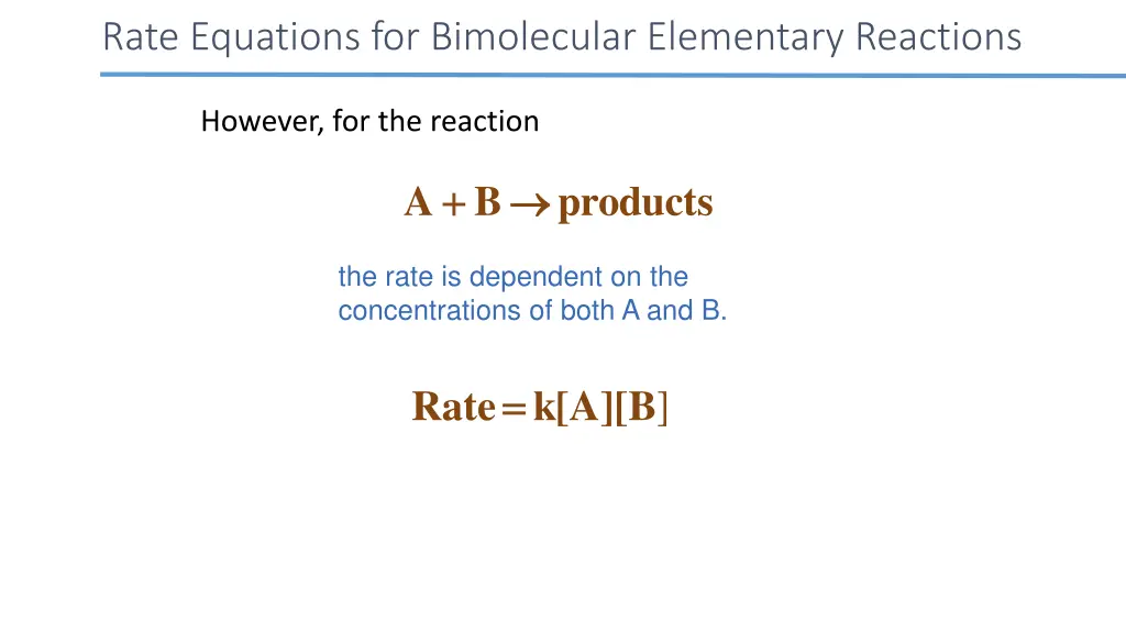 rate equations for bimolecular elementary
