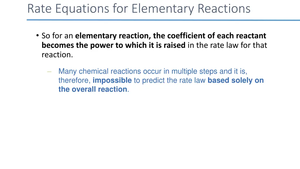 rate equations for elementary reactions 1