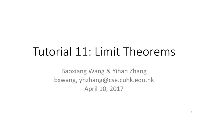 tutorial 11 limit theorems