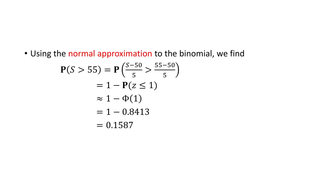 using the normal approximation to the binomial