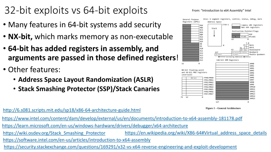 32 bit exploits vs 64 bit exploits many features