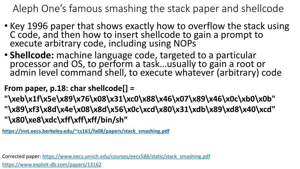 aleph one s famous smashing the stack paper