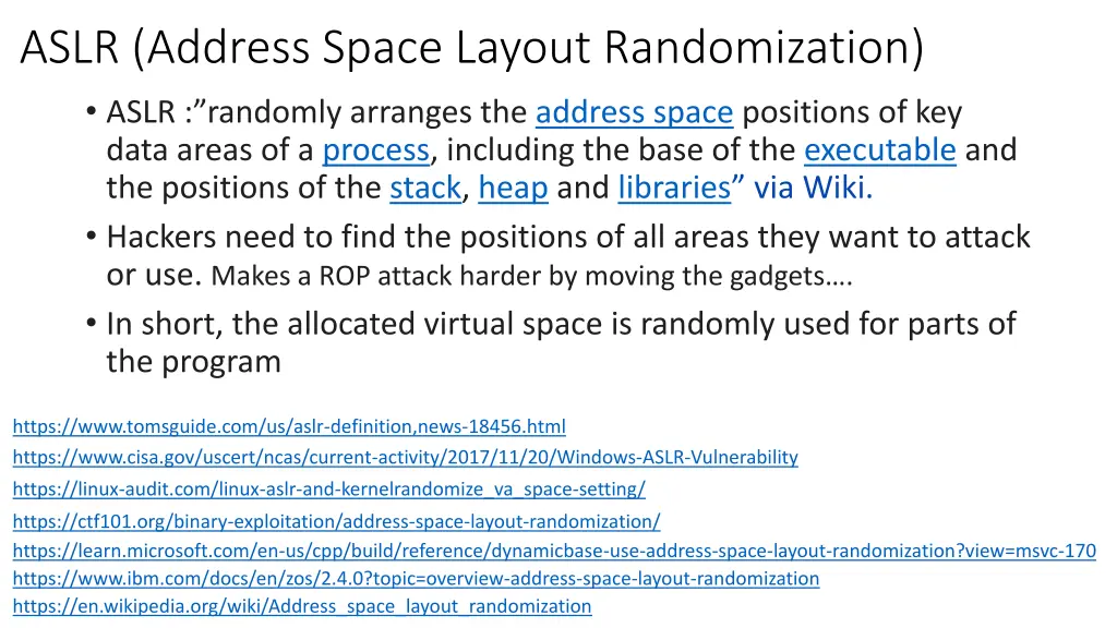aslr address space layout randomization aslr