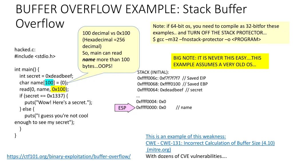 buffer overflow example stack buffer overflow