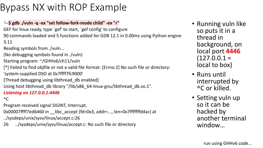 bypass nx with rop example 1