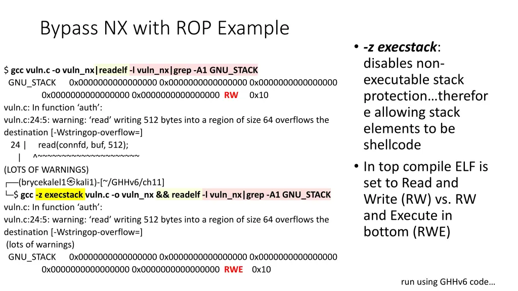 bypass nx with rop example