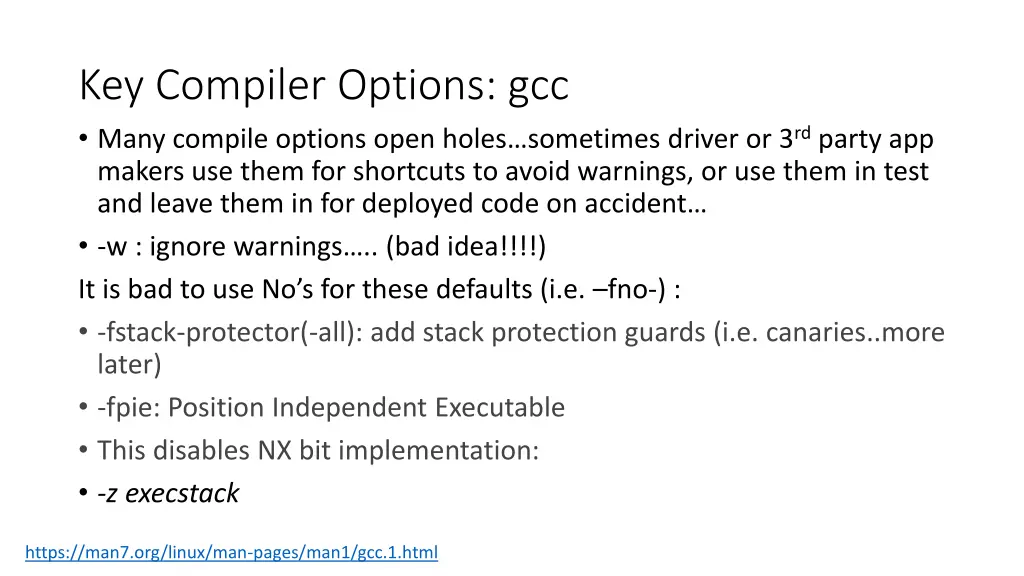 key compiler options gcc many compile options