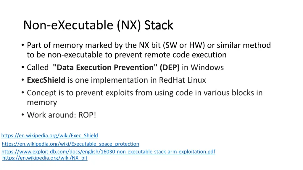 non executable nx stack