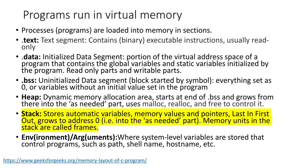 programs run in virtual memory processes programs
