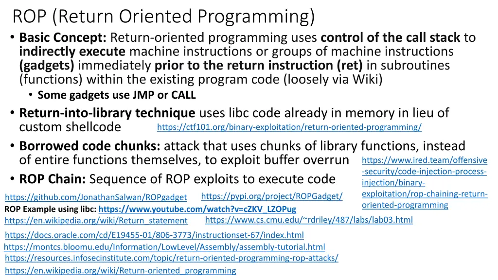 rop return oriented programming basic concept