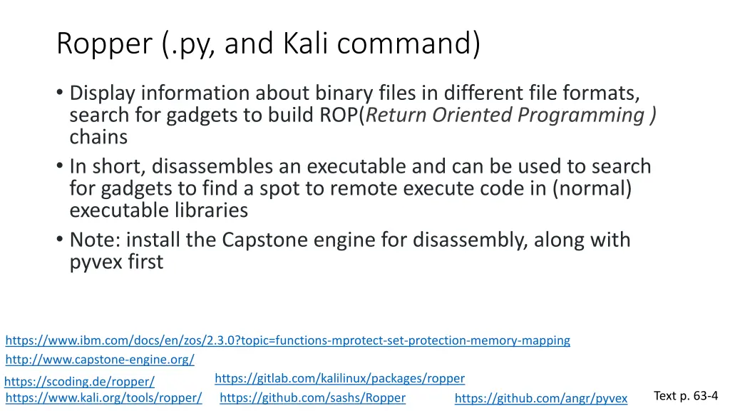 ropper py and kali command