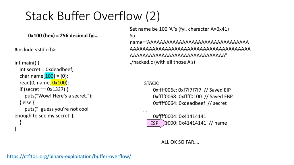 stack buffer overflow 2