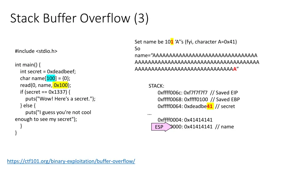 stack buffer overflow 3