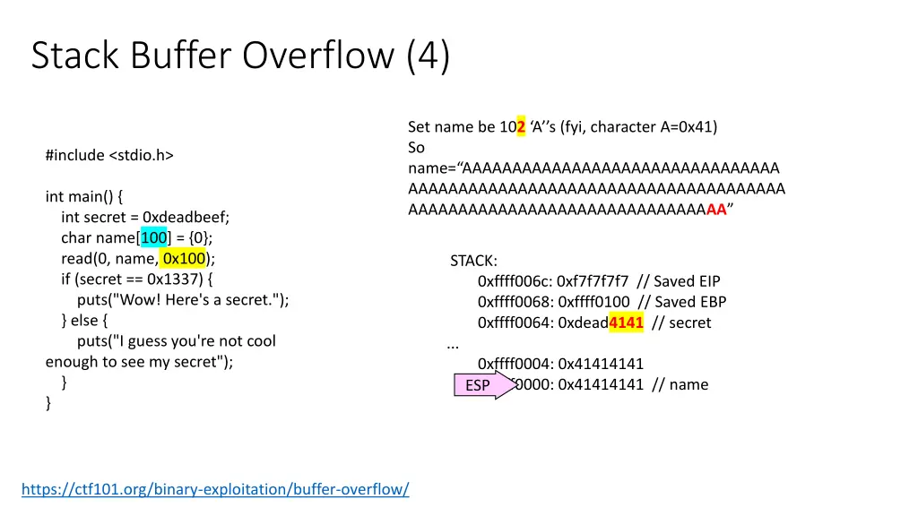 stack buffer overflow 4