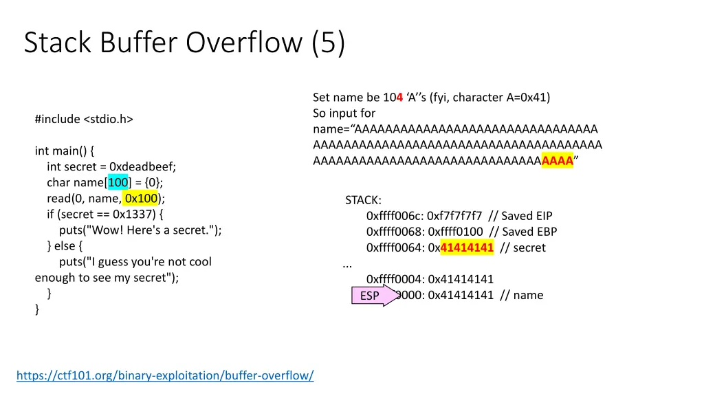 stack buffer overflow 5