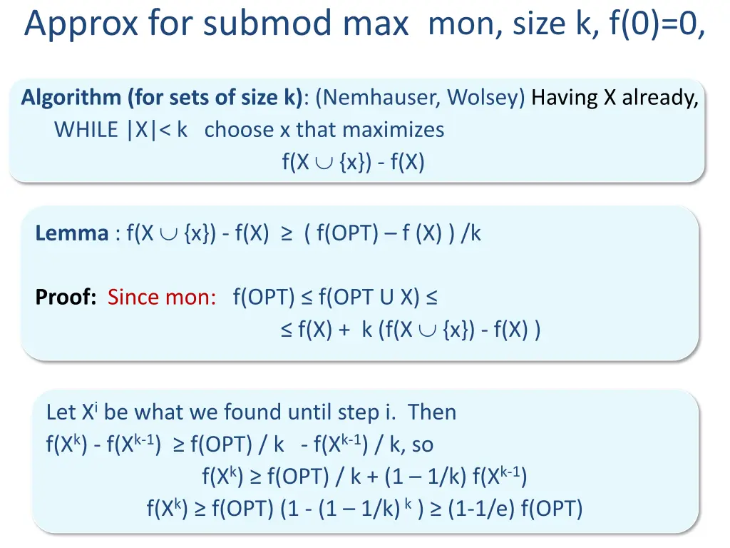 approx for submod max