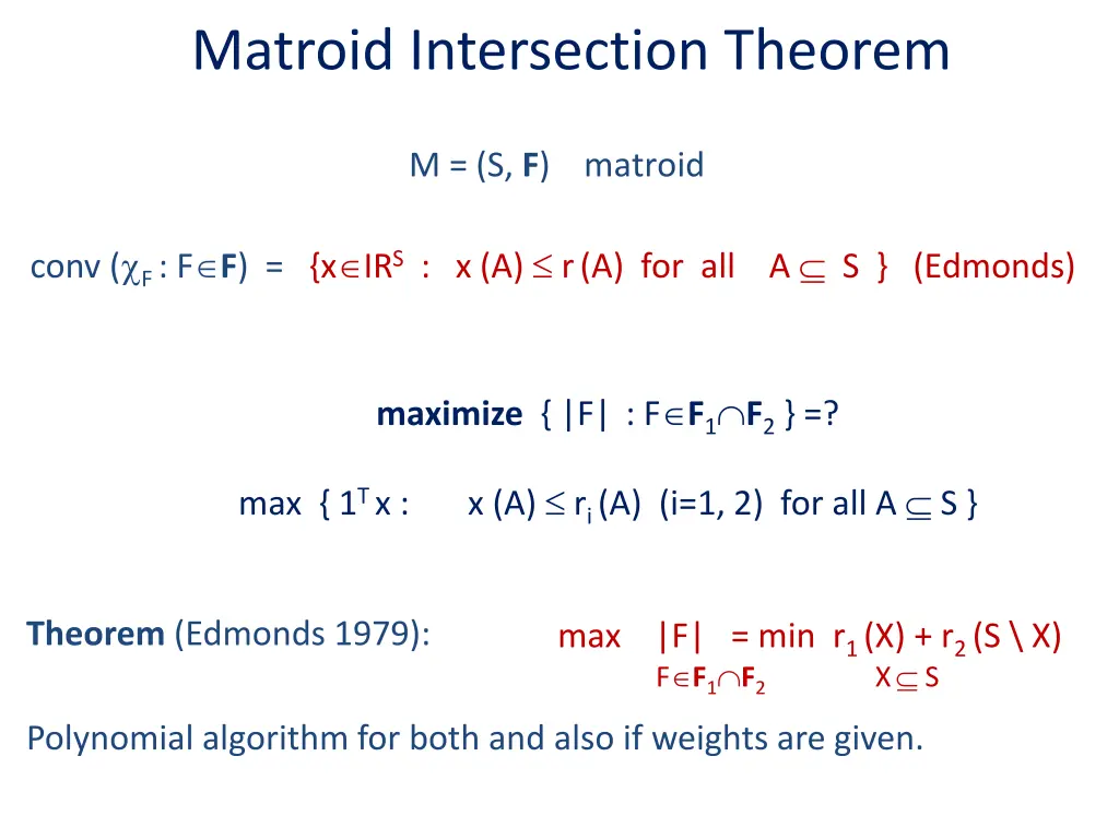 matroid intersection theorem
