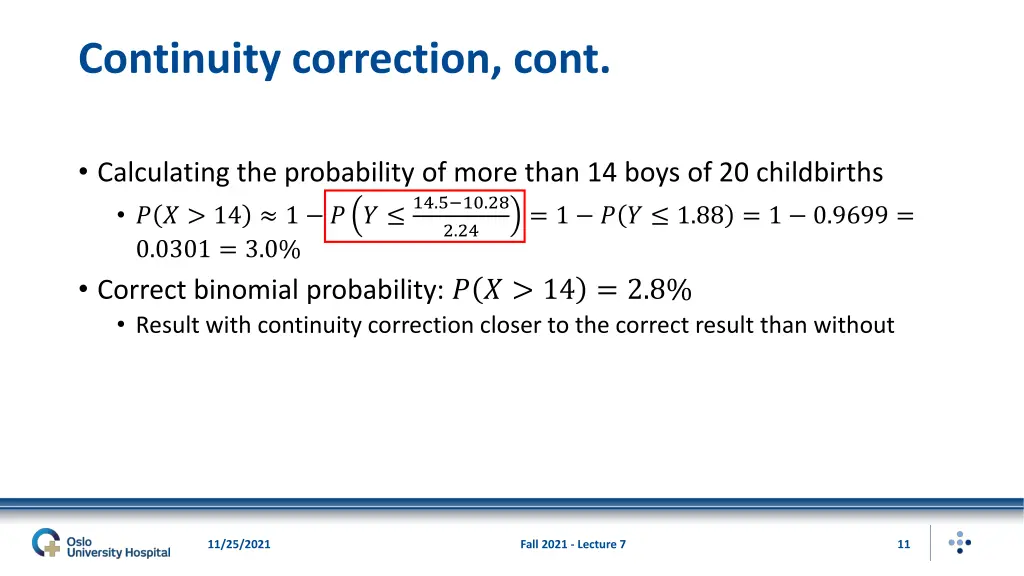 continuity correction cont 1